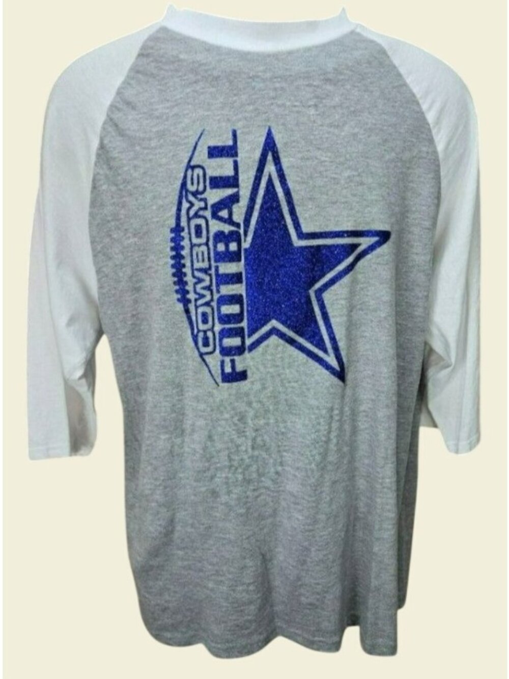 Laviva Brand Cowboys Football Raglan Shirt Large 3/4 Sleeve 100% Cotton